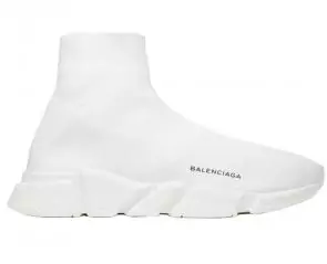 balenciaga metallic knit sock sneakers all white